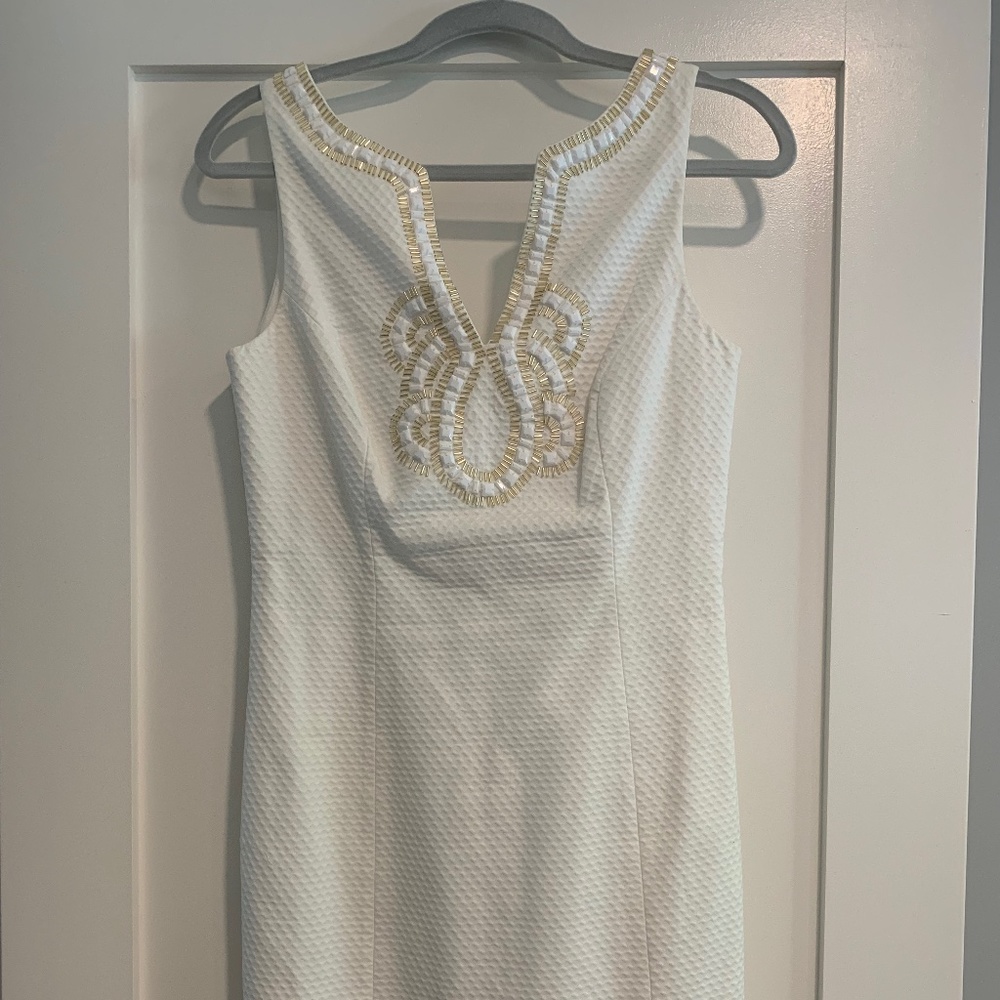 Lilly Pulitzer White Janice Beaded Cocktail Dress